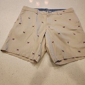 Chaps Coastal Wash Shorts Mens 36x9" Tan Beagles Dogs